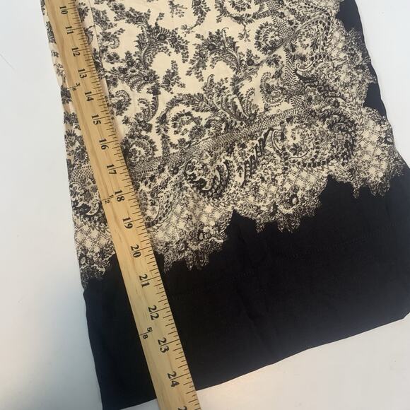 H&M Pants Womens 4 Wide-Leg Crop Boho Chic Baroque Print Black Cream Flowy - Picture 11 of 11